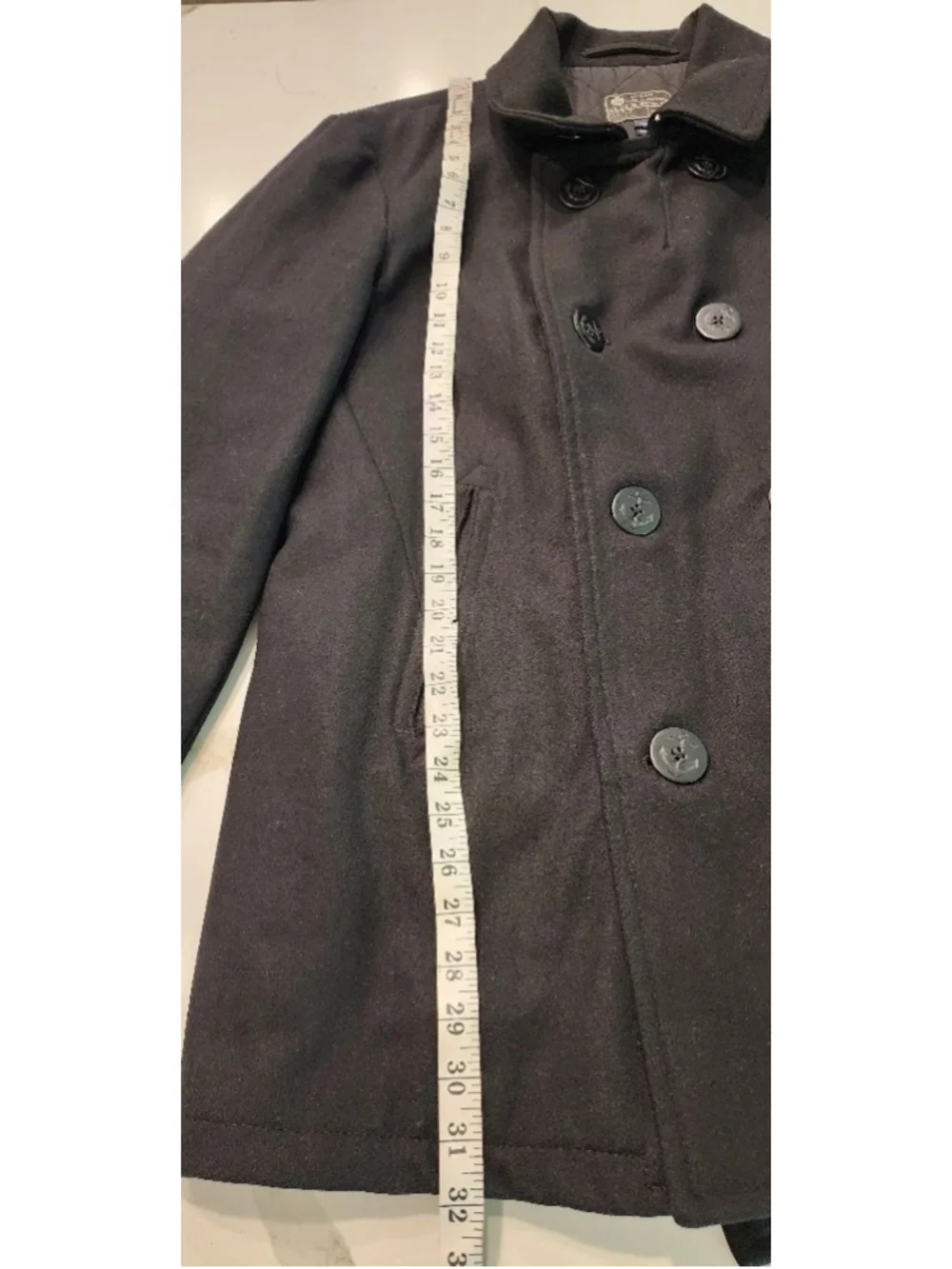 J. Crew Men's Wool Pea Coat XL Black Thinsulate Lined Quilted Winter Jacket